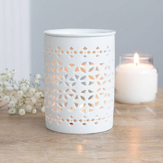 White Matte Cut Out Oil Burner and Wax Warmer