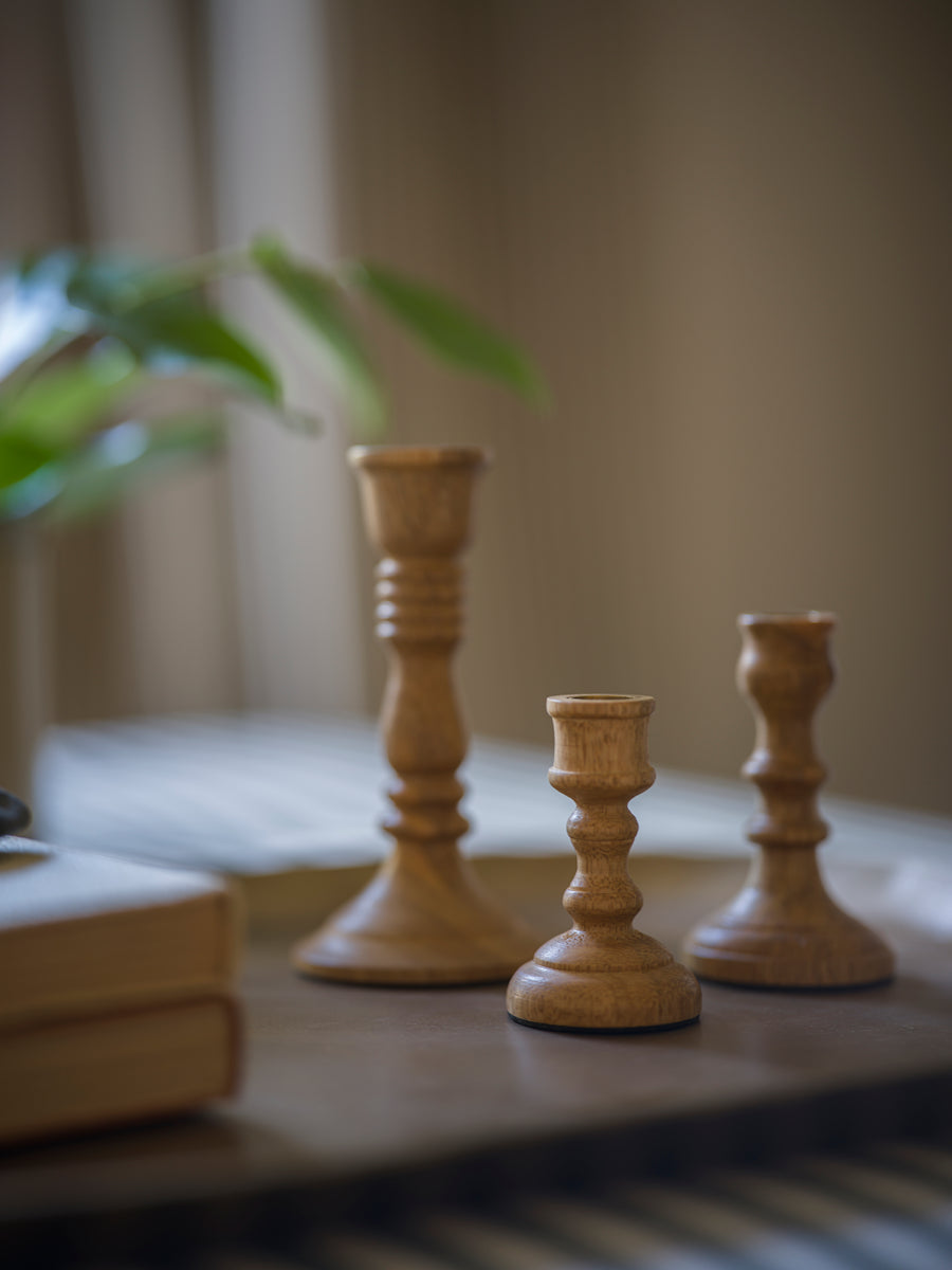 Wooden candle holders - Set of 3