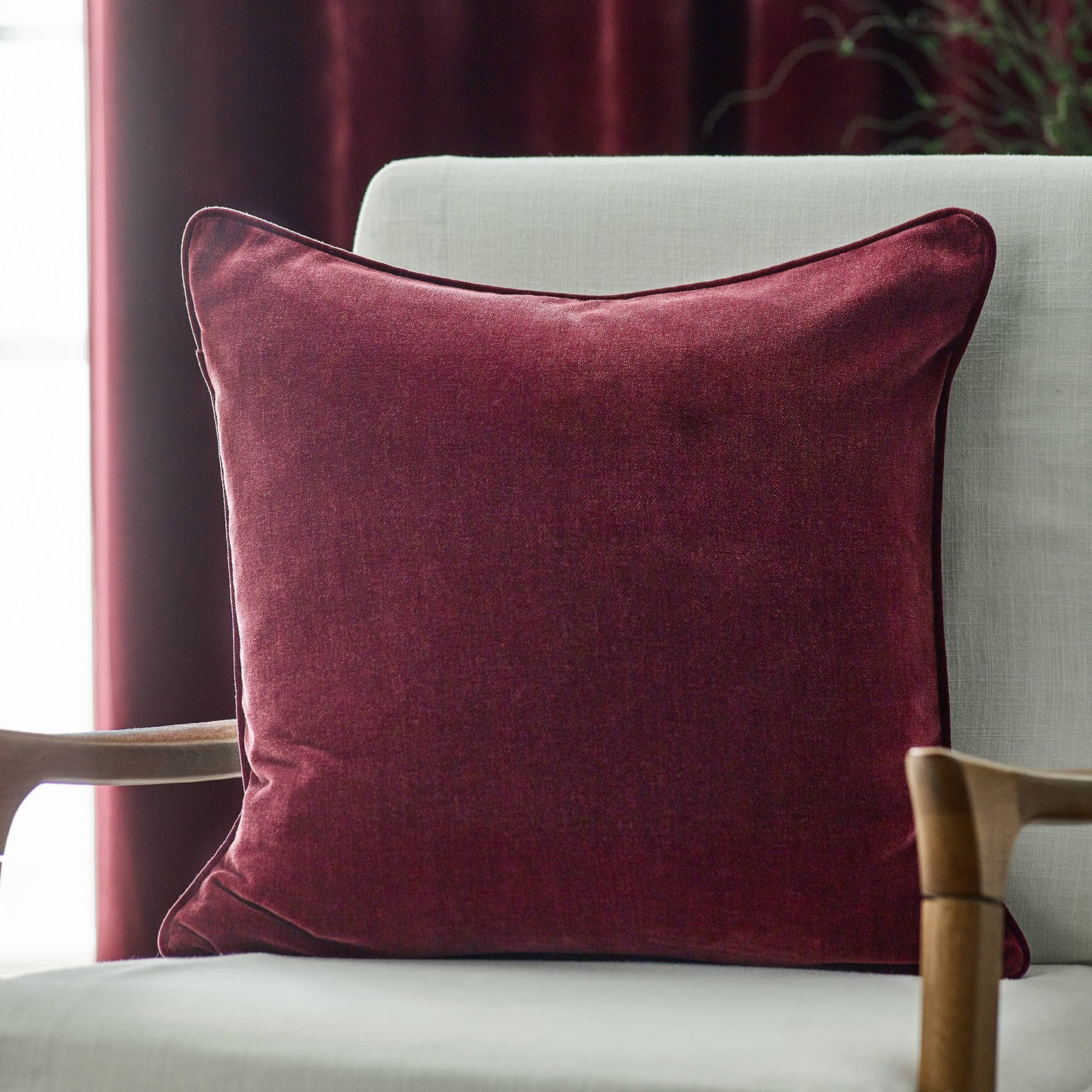 Heavy Chenille Piped Cushion | Beetroot
