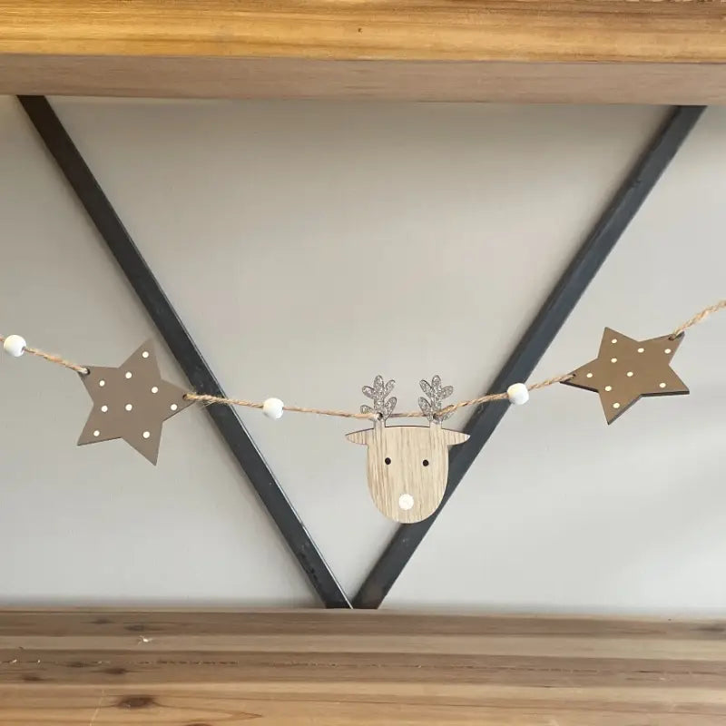 Neutral Reindeer Wood Garland