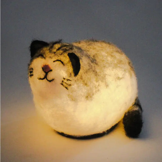Grey Felt Cat Lamp