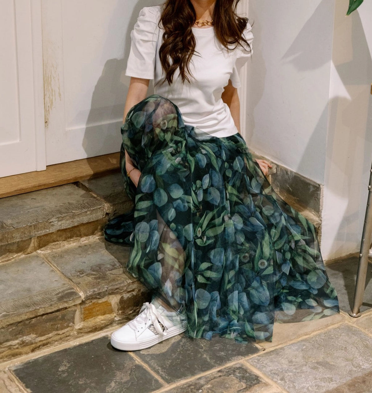 Tulle Layer Skirt in Botanical Print