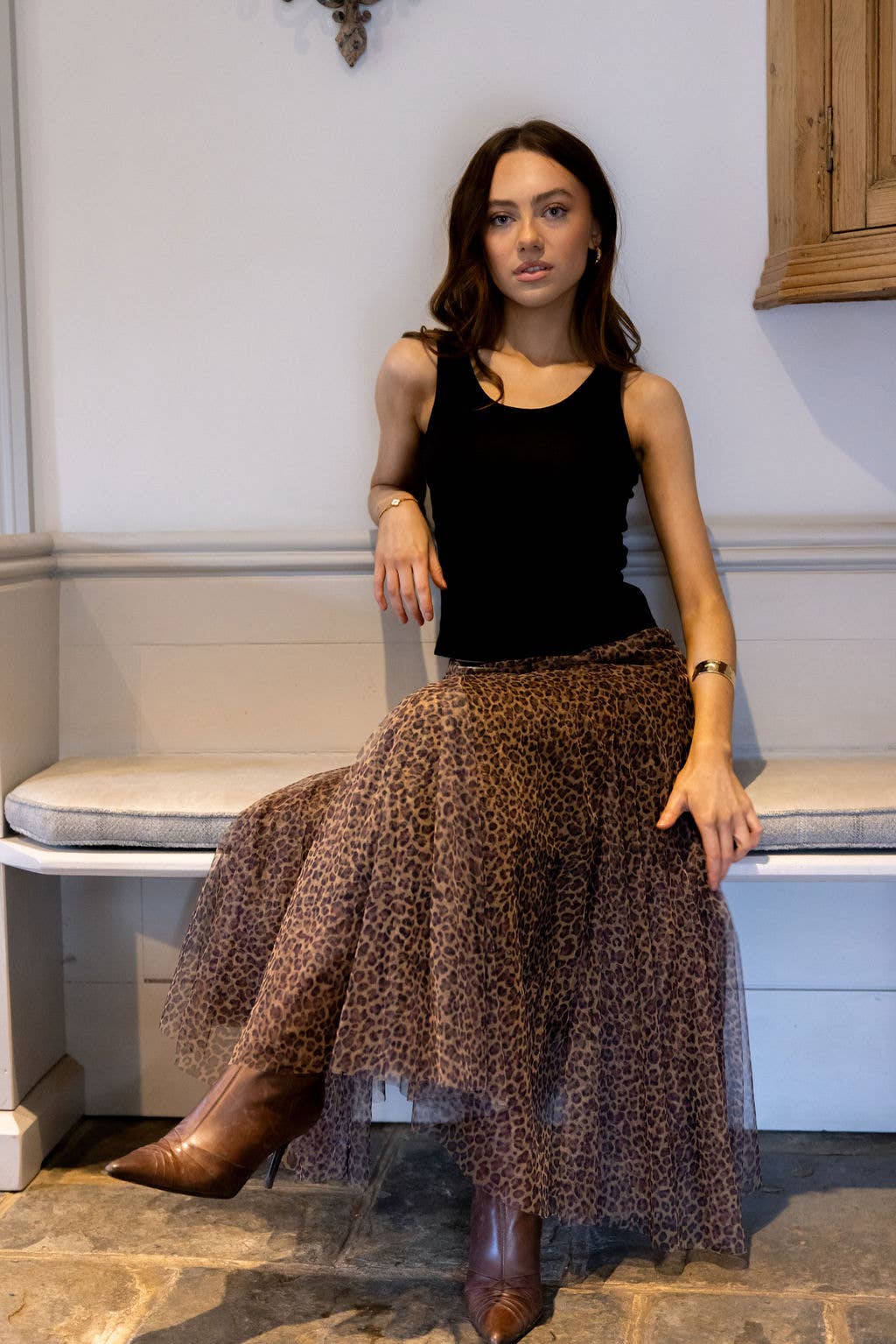 Tulle Layer Skirt in Small Leopard Print