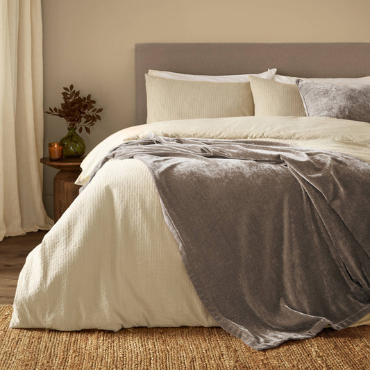Heavy Chenille Velvet Throw Greige