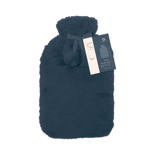 Navy Faux Fur Hot Water Bottle