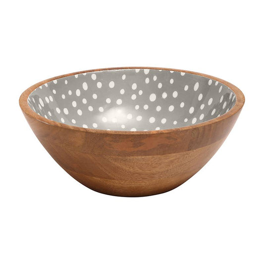 Sintra Mango Wood Spotted Salad Bowl - Stone