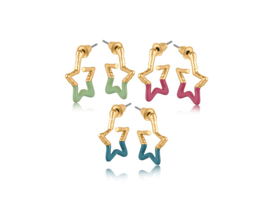 Gilda Pack Of 3 Resin Tiny Star Hoops