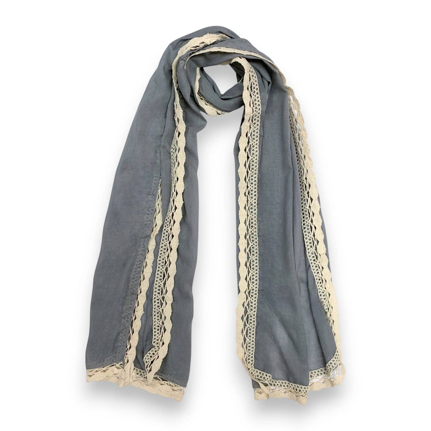Lace Trim Plain Scarf