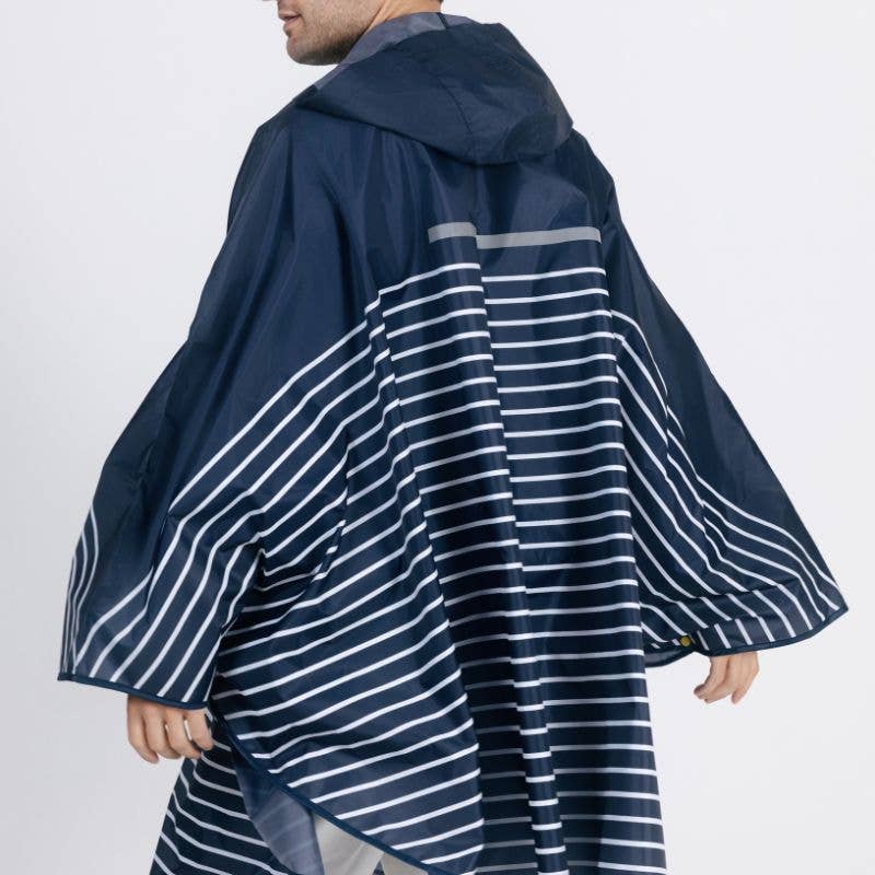 Unisex Breton-striped Rain Poncho