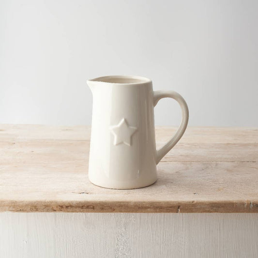 Ceramic off white star jug