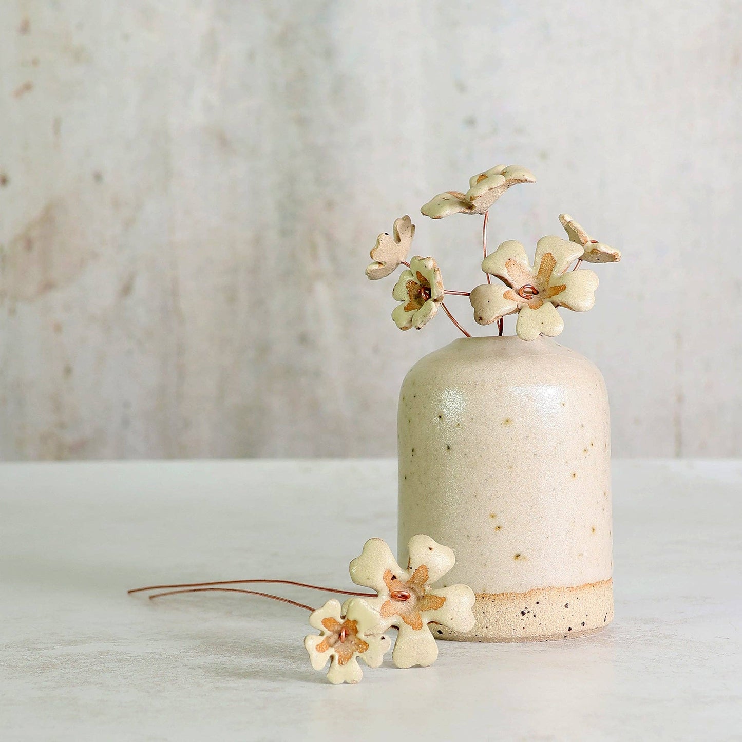 Handmade Yellow Primrose Flower Stems Ceramic