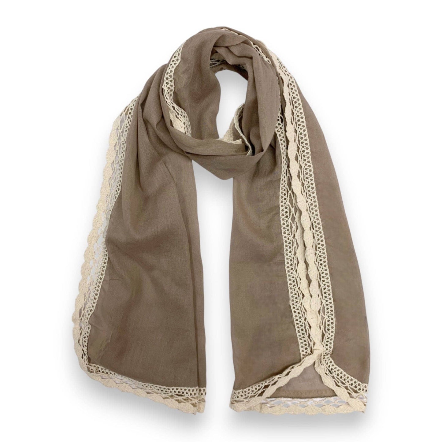 Lace Trim Plain Scarf