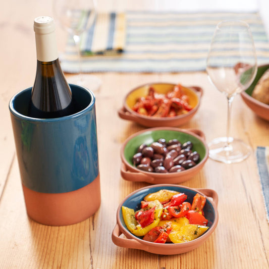 Sintra Glazed Terracotta Wine Cooler - Ink Blue