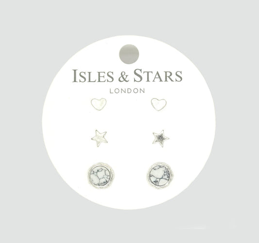 3 Sets of Stud Earrings | Silver