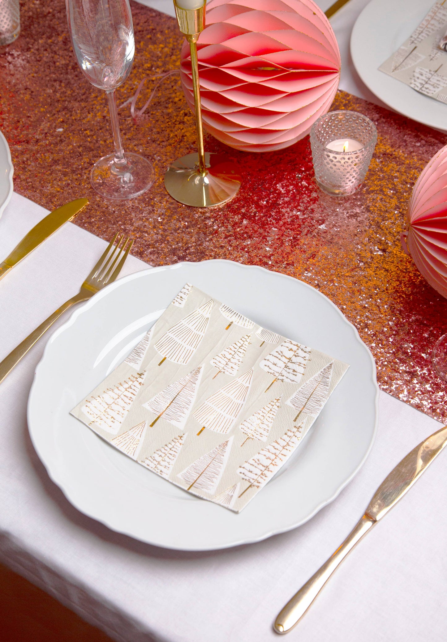 Silver & Gold Eco Christmas Tree Napkins | 20 Pack |