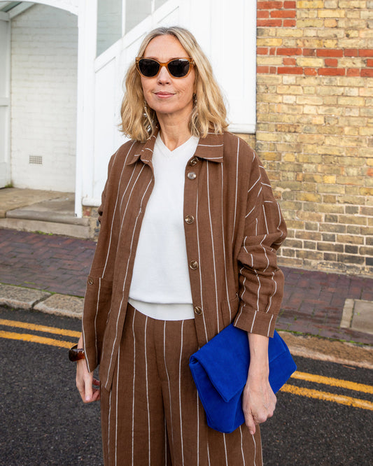 Chalk | Kath Stripe Jacket | Tobacco