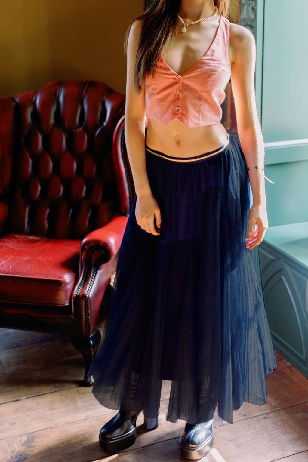 Tulle Layer Skirt in Navy