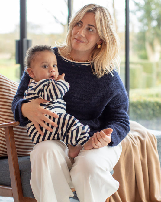 Chalk | Megan Top | Lightweight Mohair | Navy
