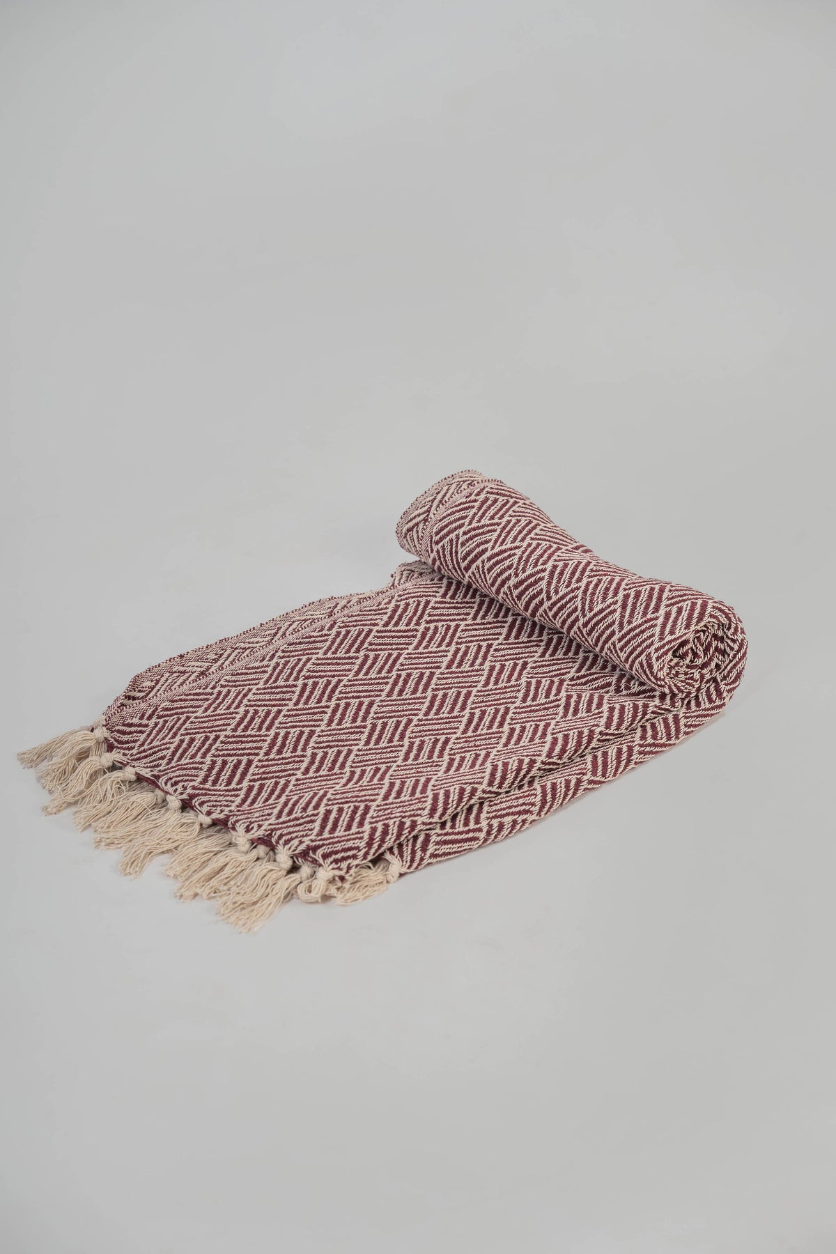 Soft-recycled Cotton Handwoven Throw | Burgundy