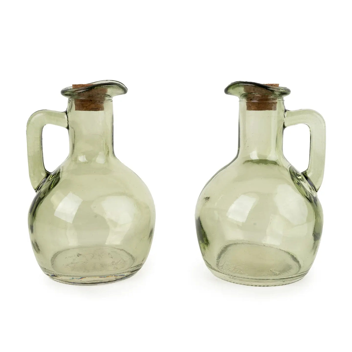 Set of 2 Oil Bottles On Stand | Green