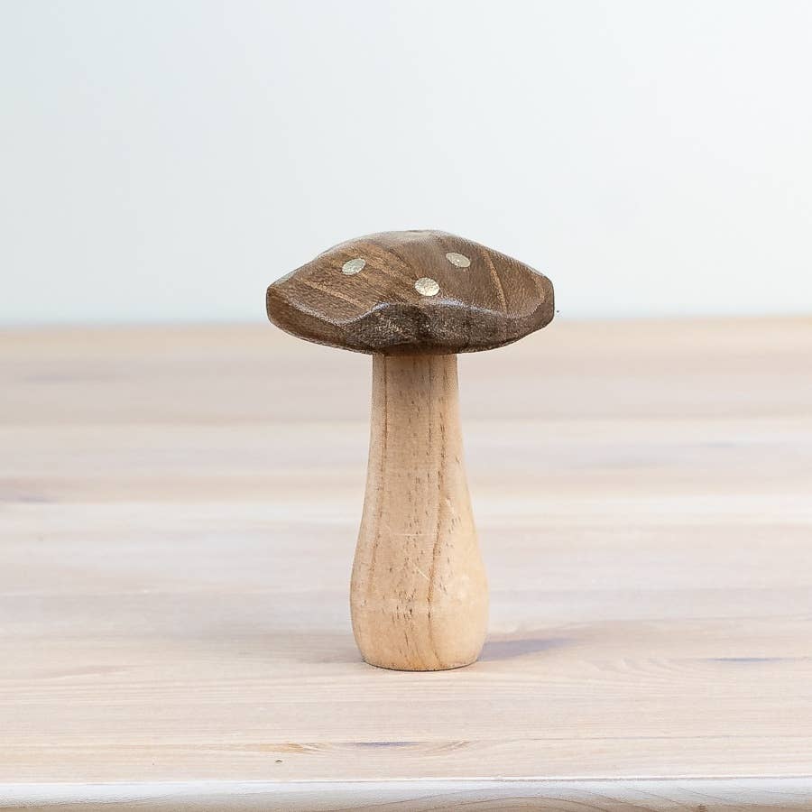 Wooden Brown Mushroom, 12cm