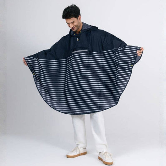 Unisex Breton-striped Rain Poncho