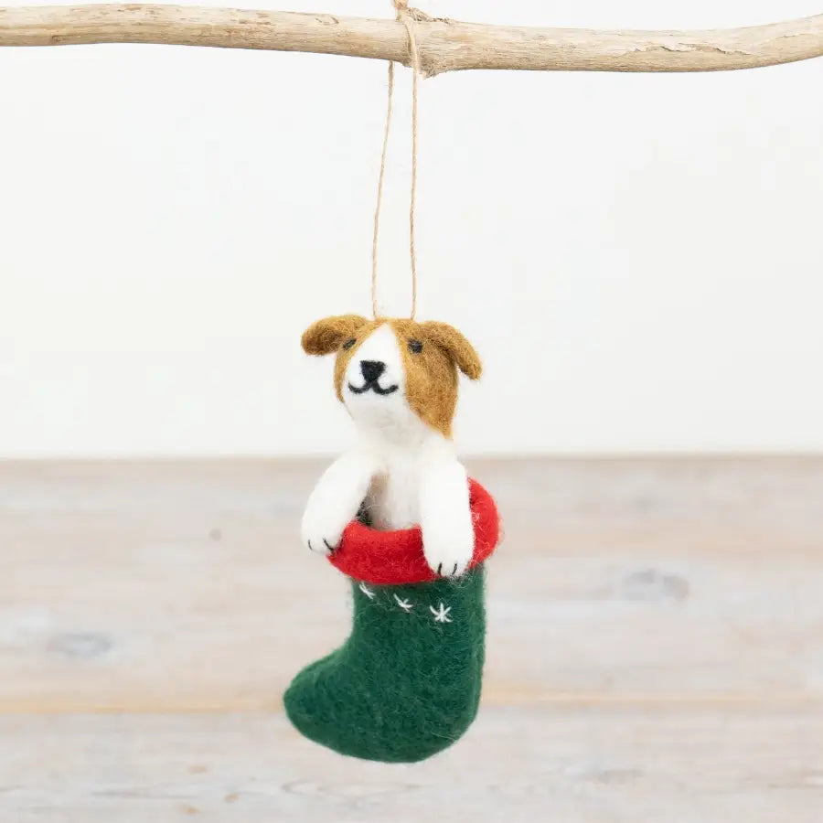 Felt Dog in Stocking Hanger