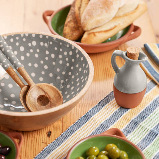 Sintra Mango Wood Spotted Salad Bowl - Stone