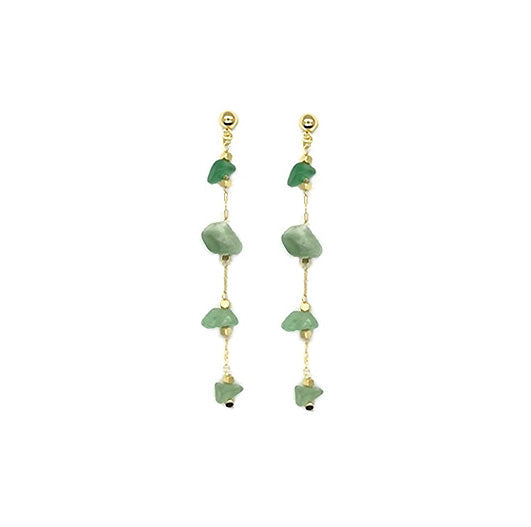 Four Stones Drop Earrings | Gold | Green