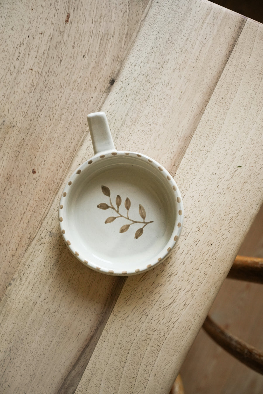Hand Painted Botanic Olive Dish - Taupe