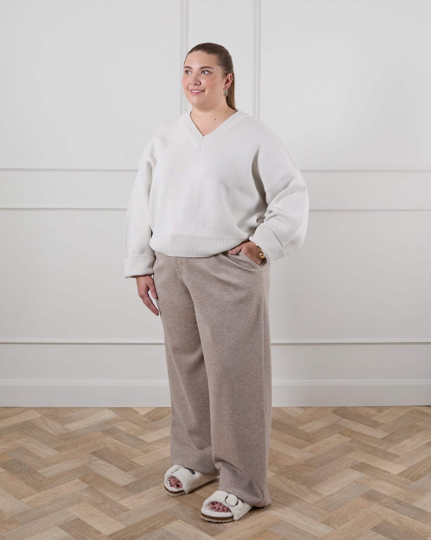 Chalk | Regan Trouser | Marl Beige