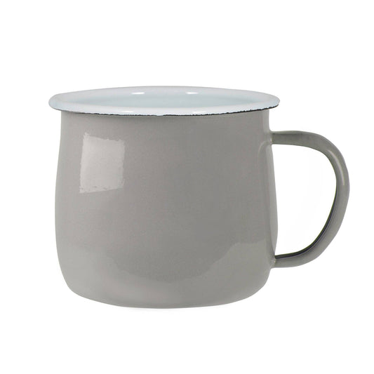 Coloured Enamel Belly Mug Grey/White