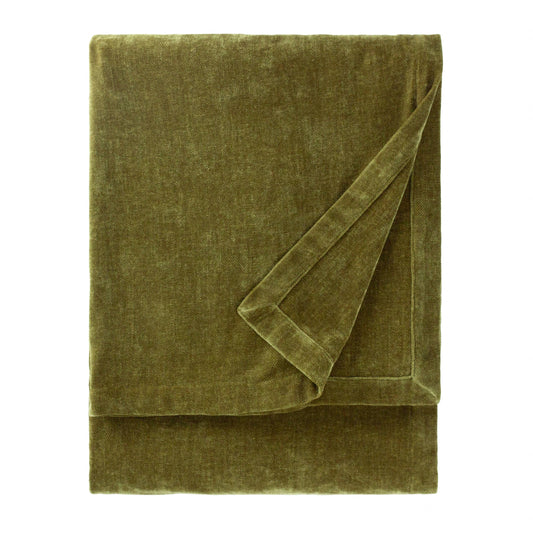 Heavy Chenille Velvet Throw | Olive