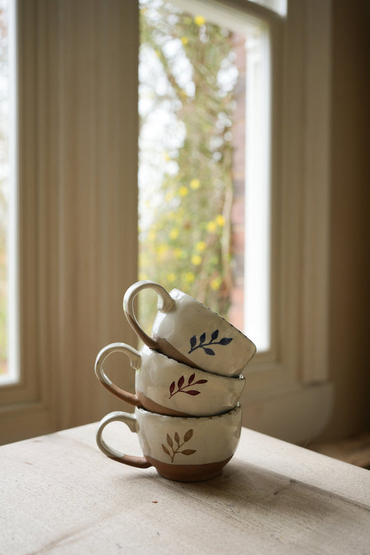 Hand Painted Botanic Tea Cup - Taupe
