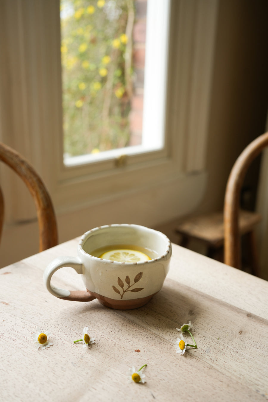 Hand Painted Botanic Tea Cup - Taupe