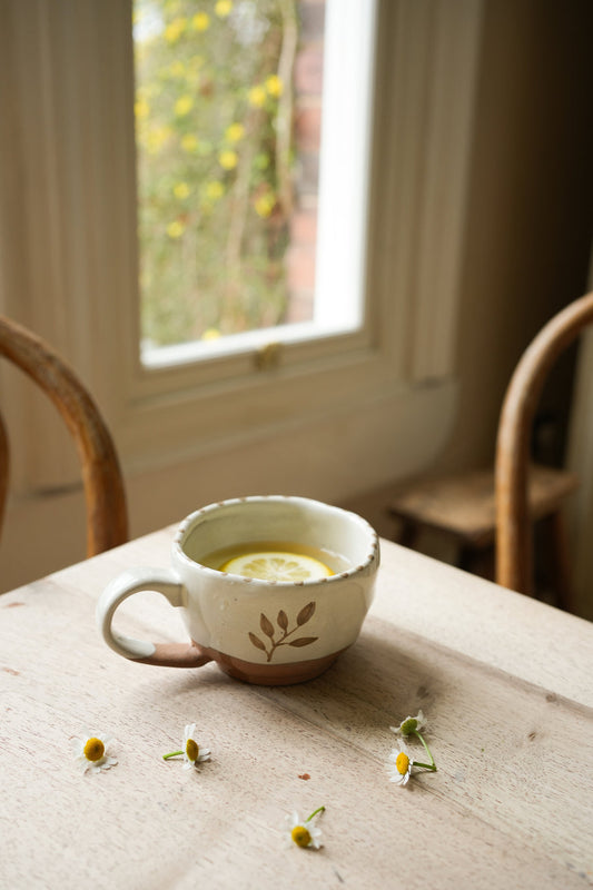 Hand Painted Botanic Tea Cup - Taupe