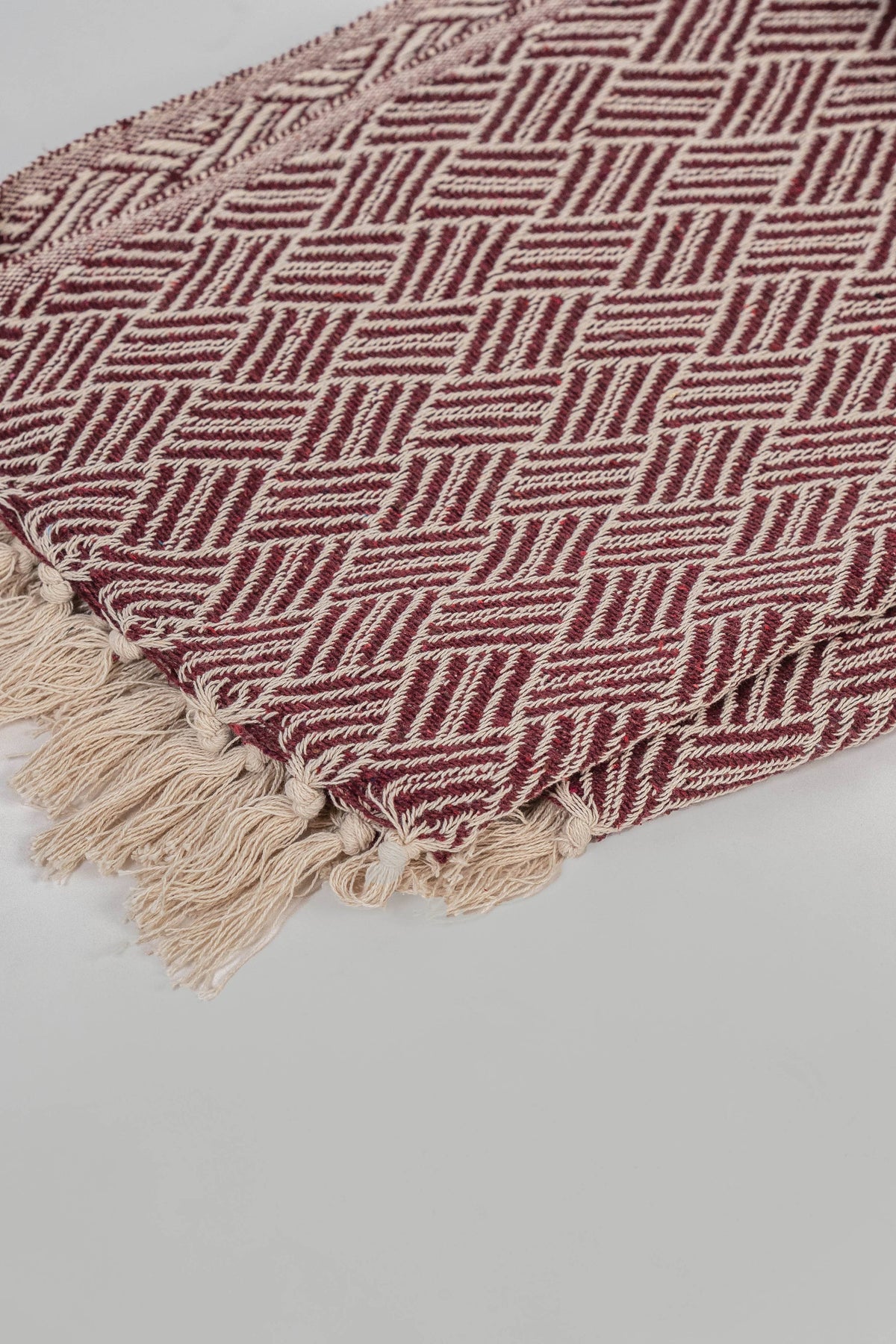 Soft-recycled Cotton Handwoven Throw | Burgundy
