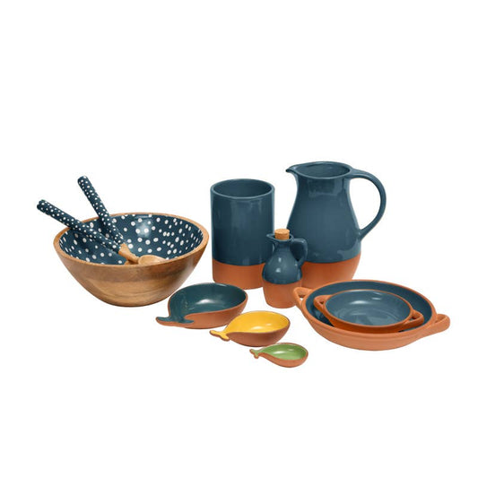 Sintra Large Glazed Terracotta Tapas Dish - Ink Blue