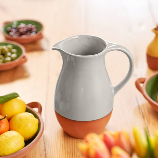 Sintra Glazed Terracotta Jug - Stone