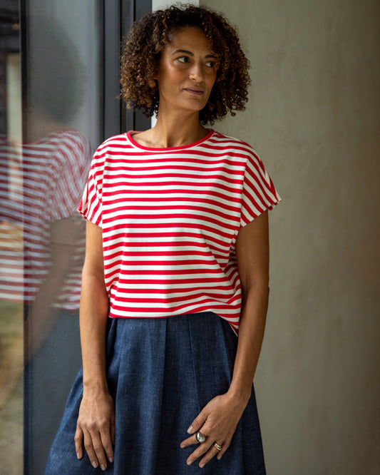 Chalk | Wei Stripe Top | Red/Ecru