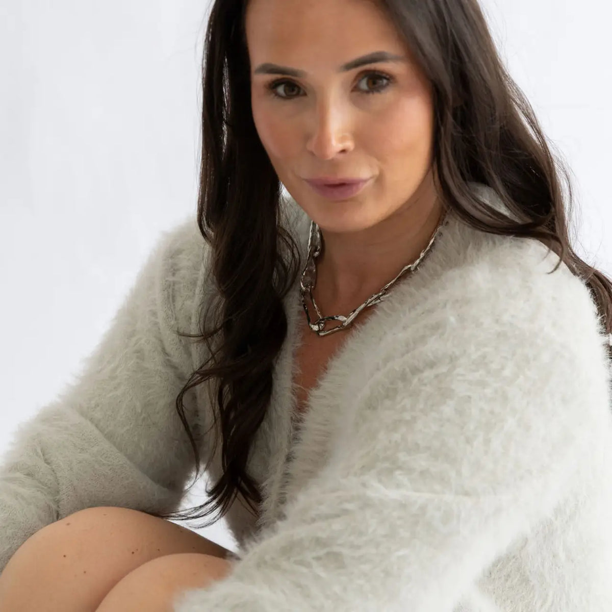 Cosy Knit Oversized Cardigan | Light Grey