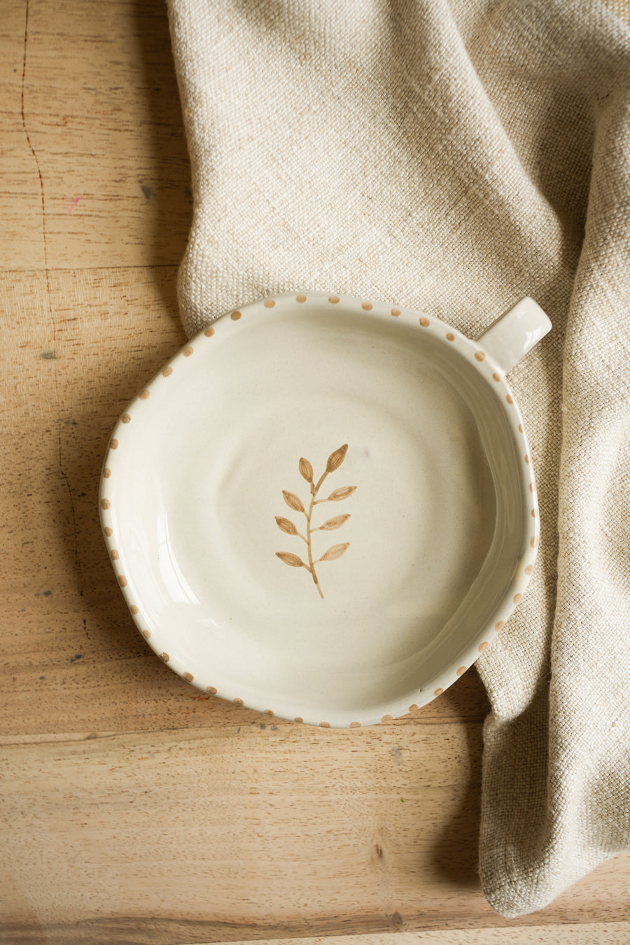 Hand Painted Botanic Dish - Taupe