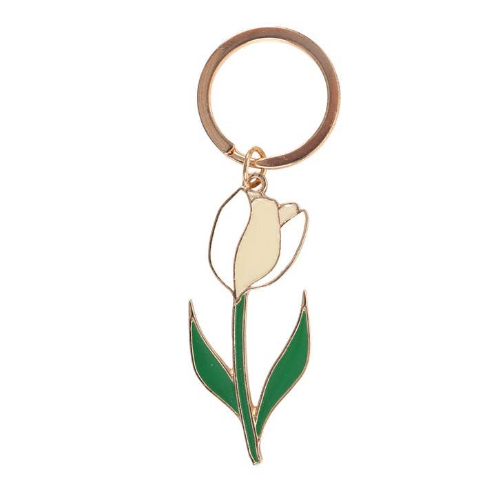 White Spring Tulip Keyring