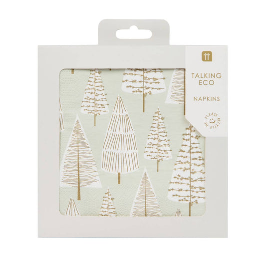 Silver & Gold Eco Christmas Tree Napkins | 20 Pack |