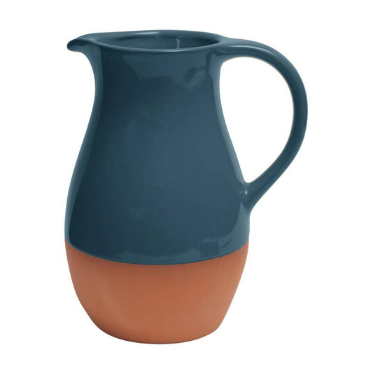 Sintra Glazed Terracotta Jug - Ink Blue