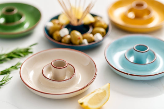Sintra Glazed Terracotta Olive Dish - Stone
