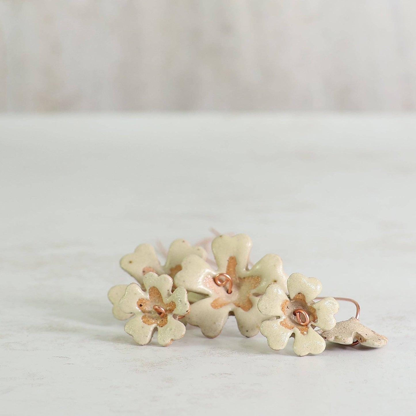 Handmade Yellow Primrose Flower Stems Ceramic