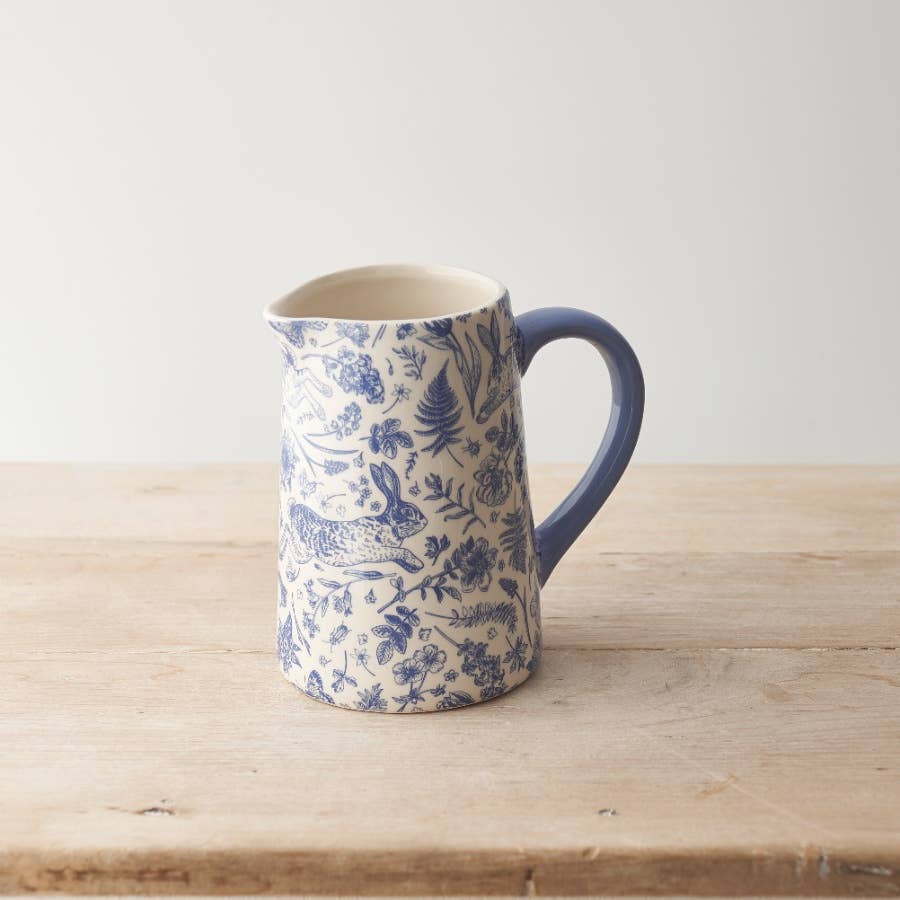 Blue Hare Floral Jug, 16cm