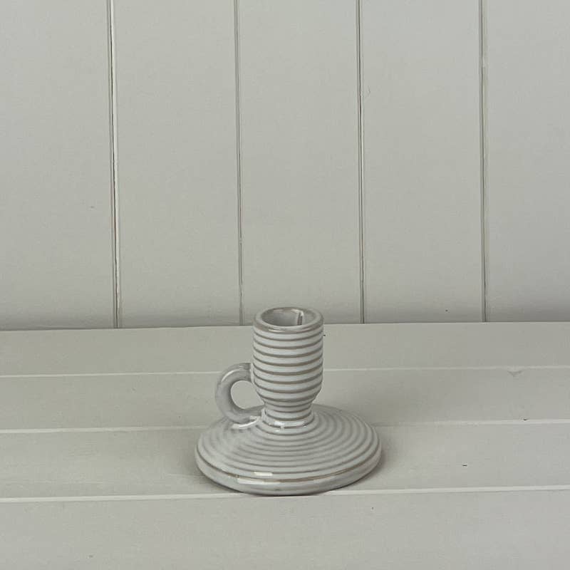 Glazed Ceramic Candle Holder With Textured Detail