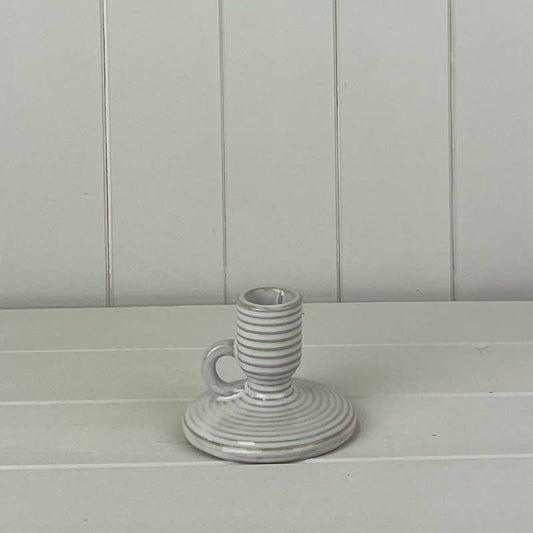 Glazed Ceramic Candle Holder With Textured Detail